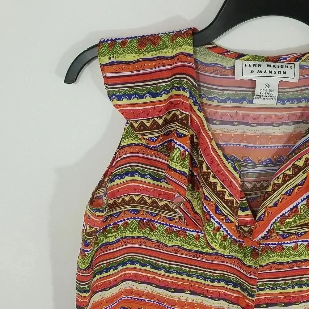 {Fenn Wright & Manson} Silk Ruffled Button Down Sleeveless Blouse - Picture 4 of 10